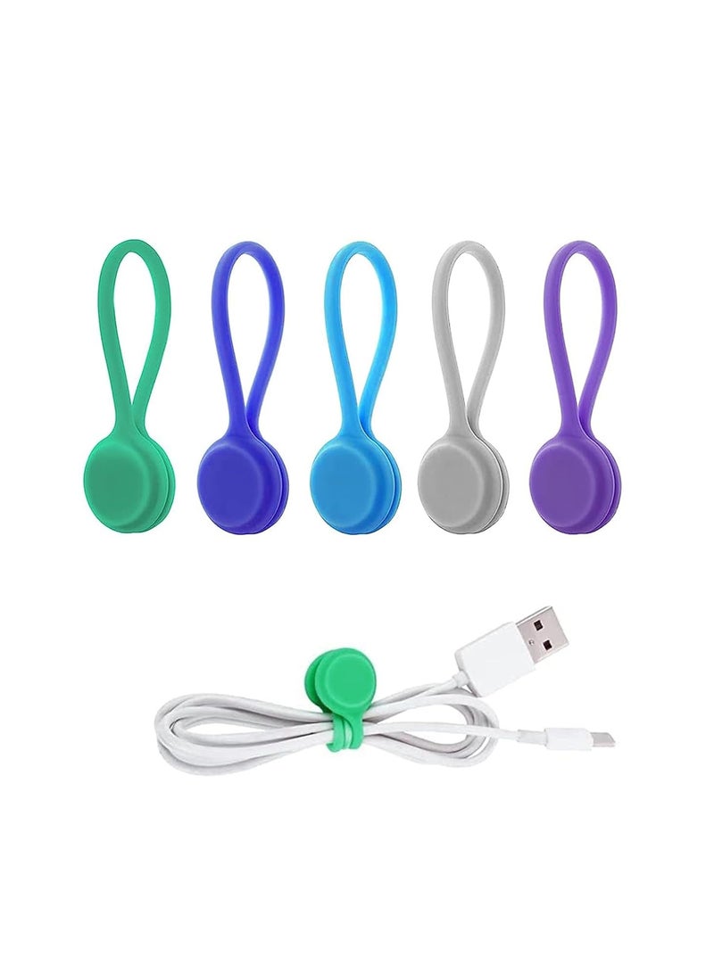 Loquat 5 Pieces Magnetic Cable Ties Reusable Silicone Magnetic Cable Ties for Cable Clips Wire Harness and Organizing, Fixing Things, Bookmarks, Fridge Magnets - Image 1