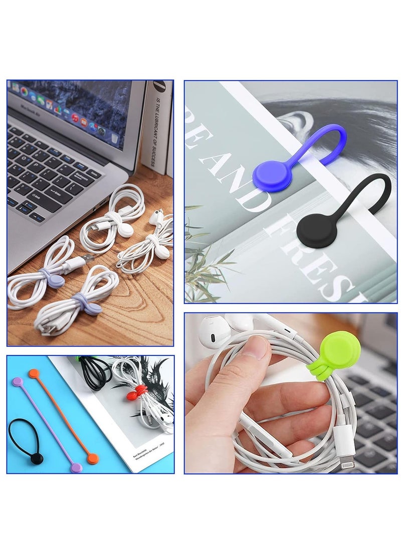 Loquat 5 Pieces Magnetic Cable Ties Reusable Silicone Magnetic Cable Ties for Cable Clips Wire Harness and Organizing, Fixing Things, Bookmarks, Fridge Magnets - Image 5