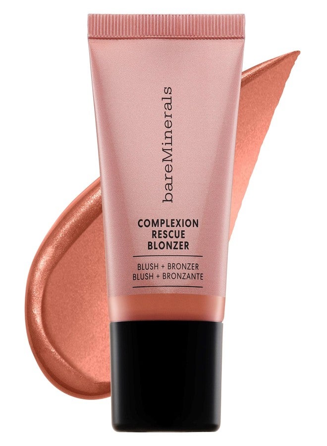 bareMinerals Complexion Rescue Liquid Blonzer - أحمر خدود + برونزر هجين، جل كريم قابل للبناء لإطلالة متوهجة كأنها قبلة الشمس، نباتي (قبلة الورد) - Image 1