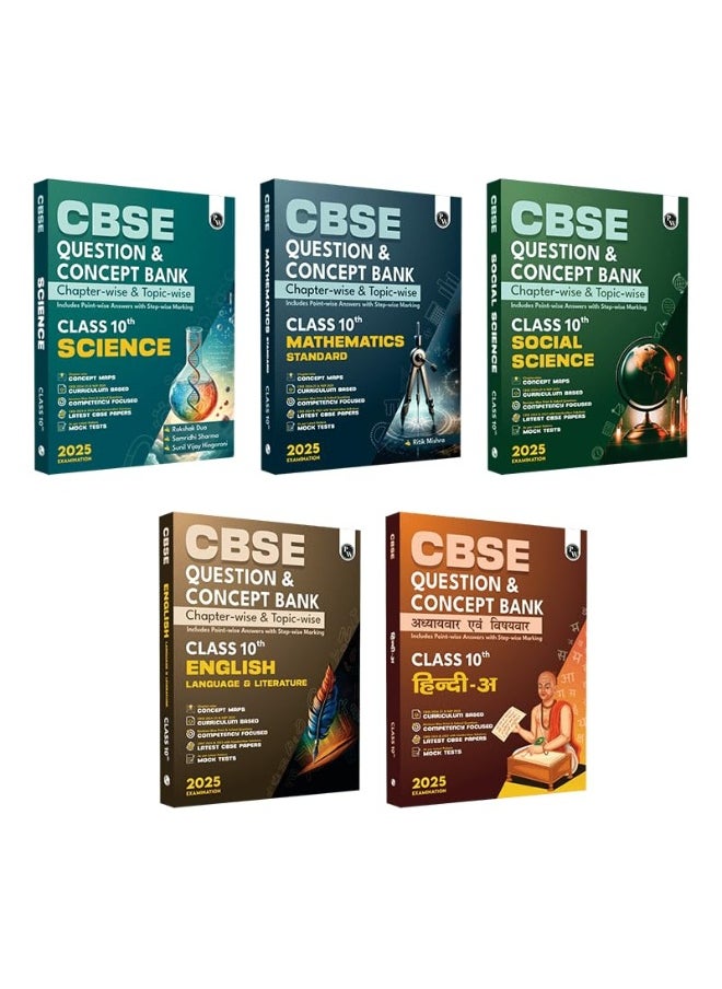 null - PW CBSE Question Bank and Concept Bank (QCB) Class 10 Mathematics, Science, Social Science, English Language & Literature, Hindi A Combo Set of 5 Books For 2025 Board Exams - Image 1