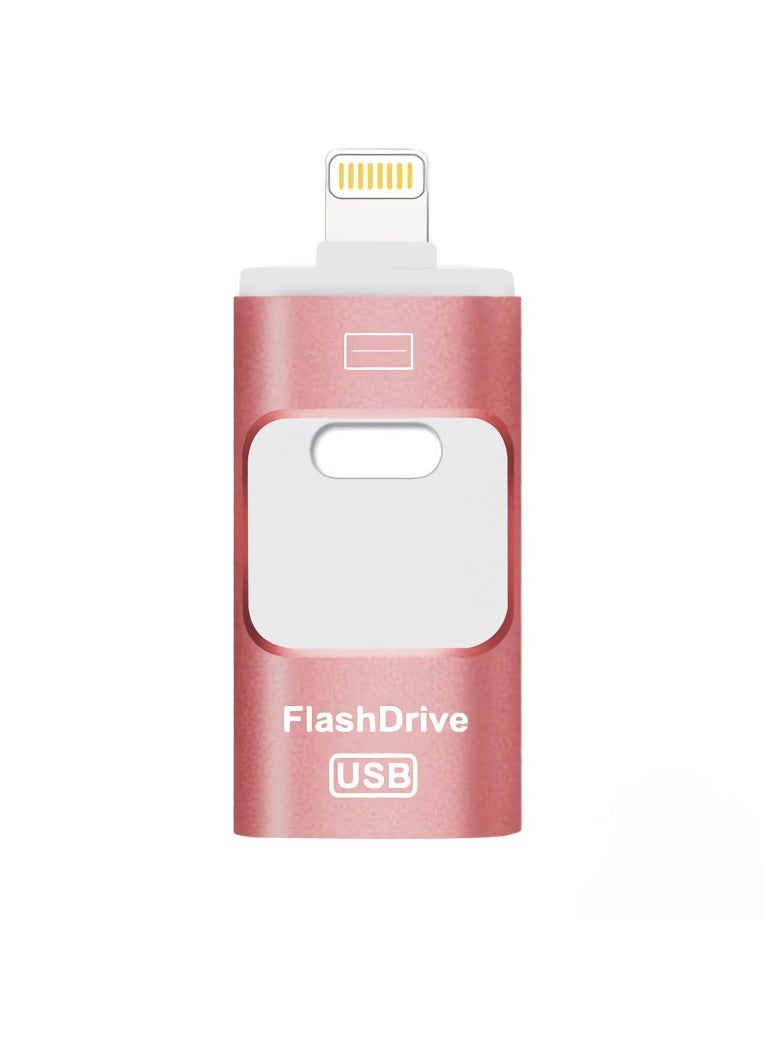 AROAQ 128GB USB Flash Drive, Shock Proof Durable External USB Flash Drive, Safe And Stable USB Memory Stick, Convenient And Fast I-flash Drive for iphone, (128GB Rose Gold) - Image 1