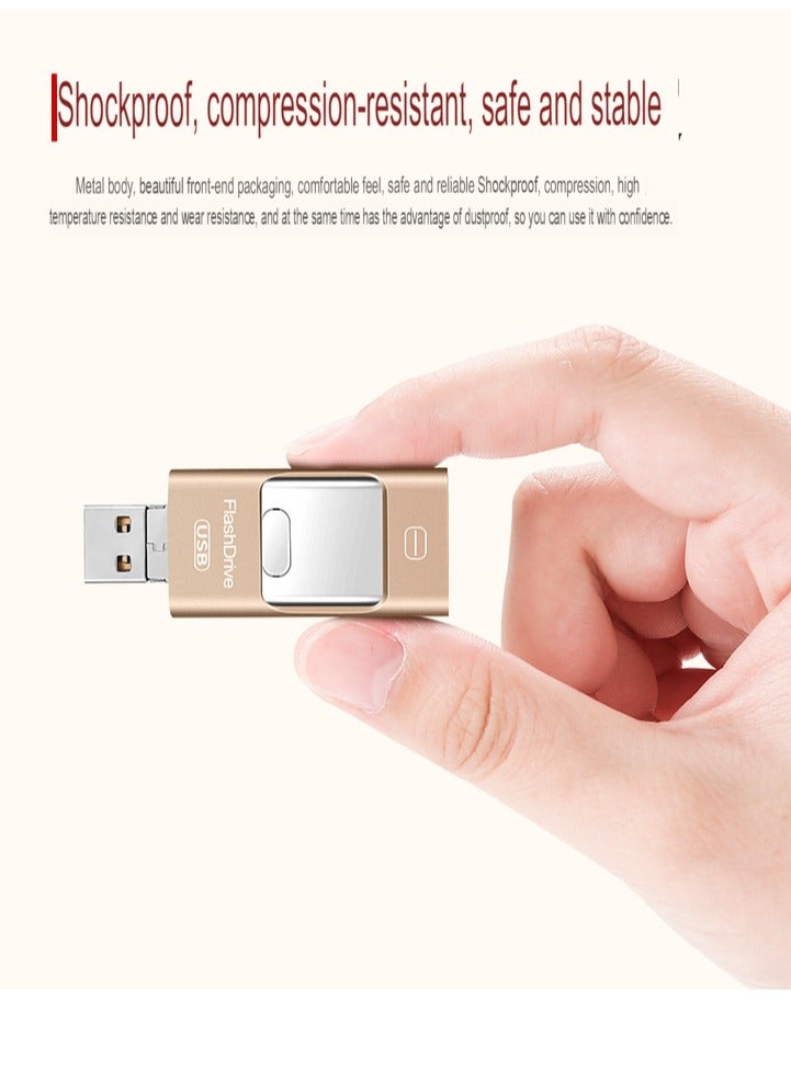 AROAQ 128GB USB Flash Drive, Shock Proof Durable External USB Flash Drive, Safe And Stable USB Memory Stick, Convenient And Fast I-flash Drive for iphone, (128GB Rose Gold) - Image 4