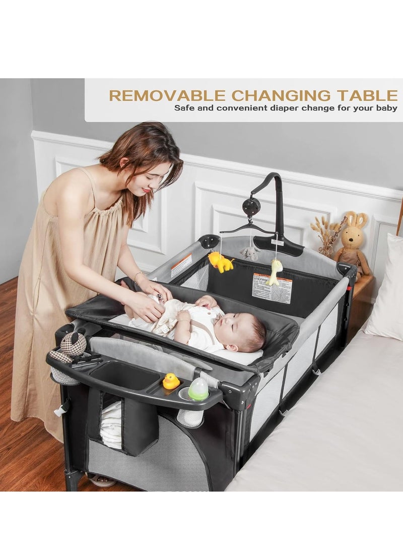 عربست سرير أطفال 4 في 1 ، سرير سرير أطفال ، سرير أطفال ، طاولة تغيير حفاضات محمولة ، سرير أطفال لحديثي الولادة - Image 2