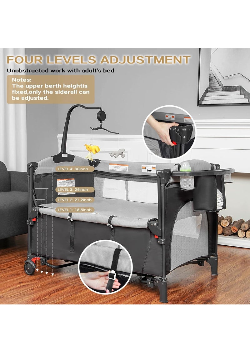 عربست سرير أطفال 4 في 1 ، سرير سرير أطفال ، سرير أطفال ، طاولة تغيير حفاضات محمولة ، سرير أطفال لحديثي الولادة - Image 4