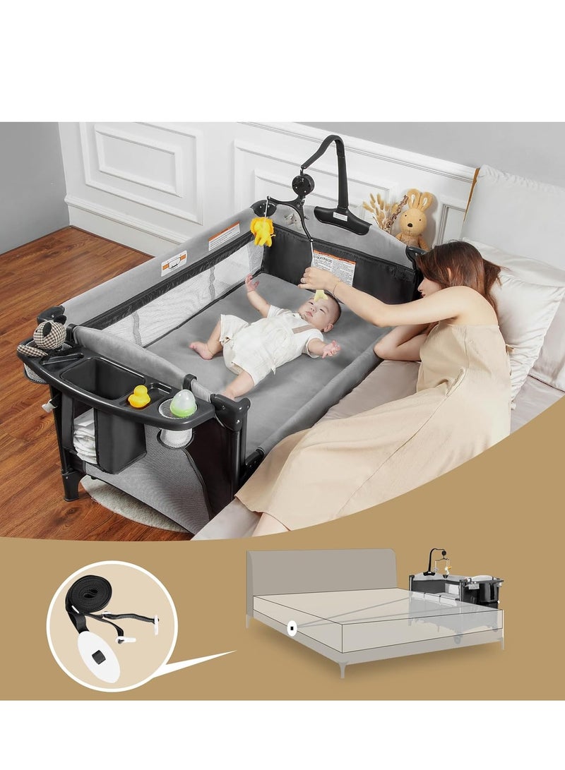 عربست سرير أطفال 4 في 1 ، سرير سرير أطفال ، سرير أطفال ، طاولة تغيير حفاضات محمولة ، سرير أطفال لحديثي الولادة - Image 5