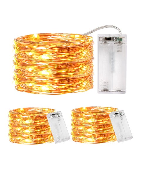 2-Set Fairy String Lights 3Mtr 10ft 30 LEDs Warm White AA Battery Operated LED Strip Light for Christmas Diwali EID Ramadan Wedding Birthday Party Home Decoration Single Mode Battery Box Button ON OFF