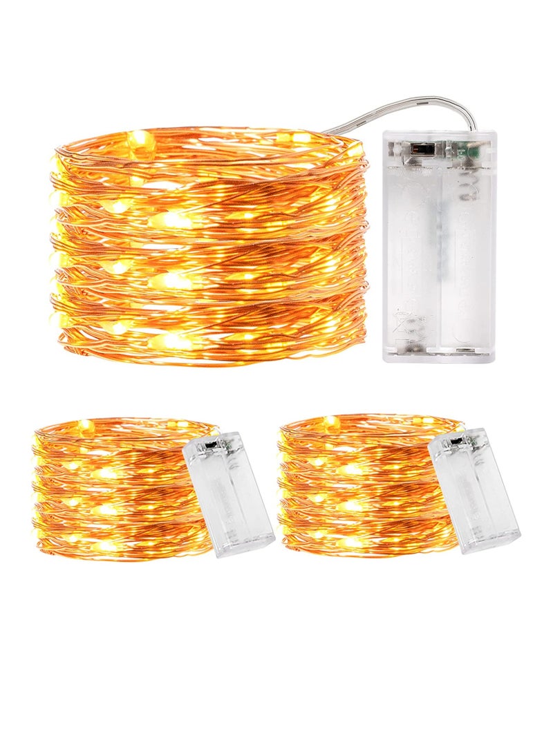 PAMEER 2-Set Fairy String Lights 3Mtr 10ft 30 LEDs Warm White AA Battery Operated LED Strip Light for Christmas Diwali EID Ramadan Wedding Birthday Party Home Decoration Single Mode Battery Box Button ON OFF  - Image 1