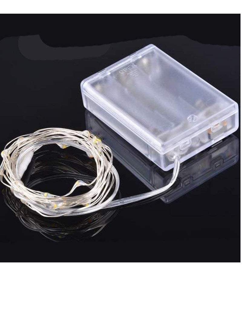PAMEER 2-Set Fairy String Lights 3Mtr 10ft 30 LEDs Warm White AA Battery Operated LED Strip Light for Christmas Diwali EID Ramadan Wedding Birthday Party Home Decoration Single Mode Battery Box Button ON OFF  - Image 5