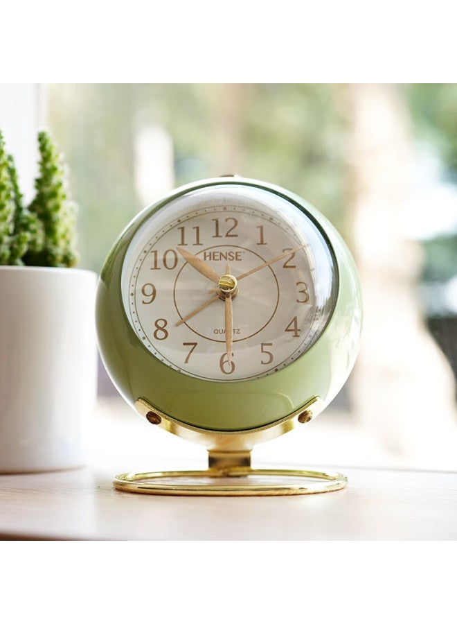 Hense Alarm Clock For Students And Children, Wake-Up Artifact With High Appearance Value, High School Student Bedside Alarm Clock, Lazy Person Clock, Desktop Simple And Quiet Hour Clock Ha08 Green - Image 2