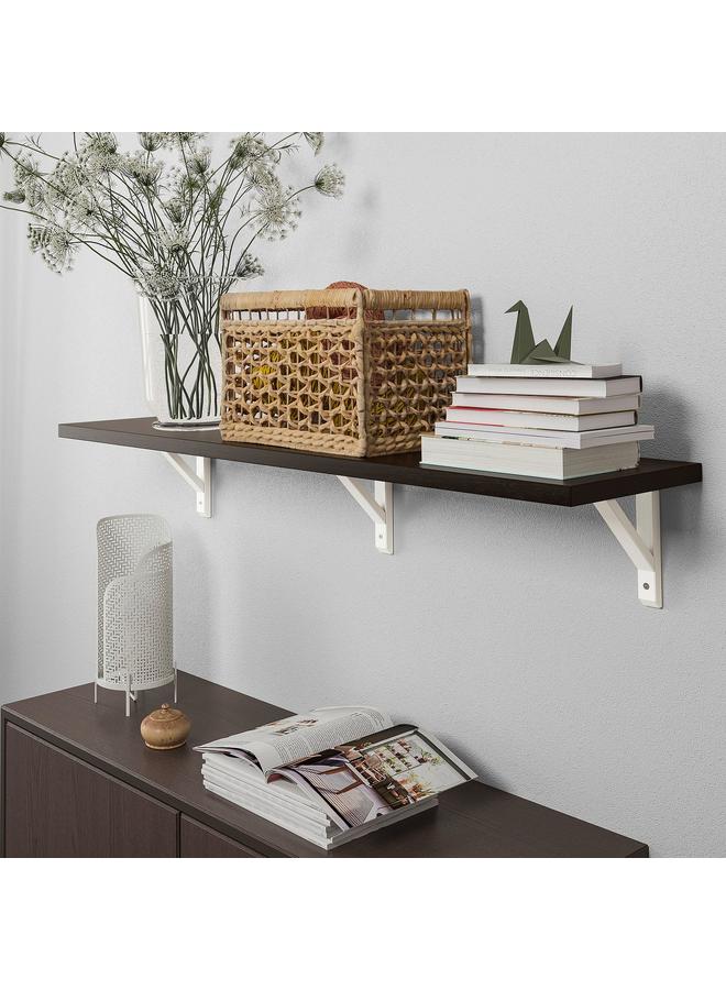 erorex Wall Shelf, Brown-Black/White Stained Aspen, 120X30 Cm - Image 2