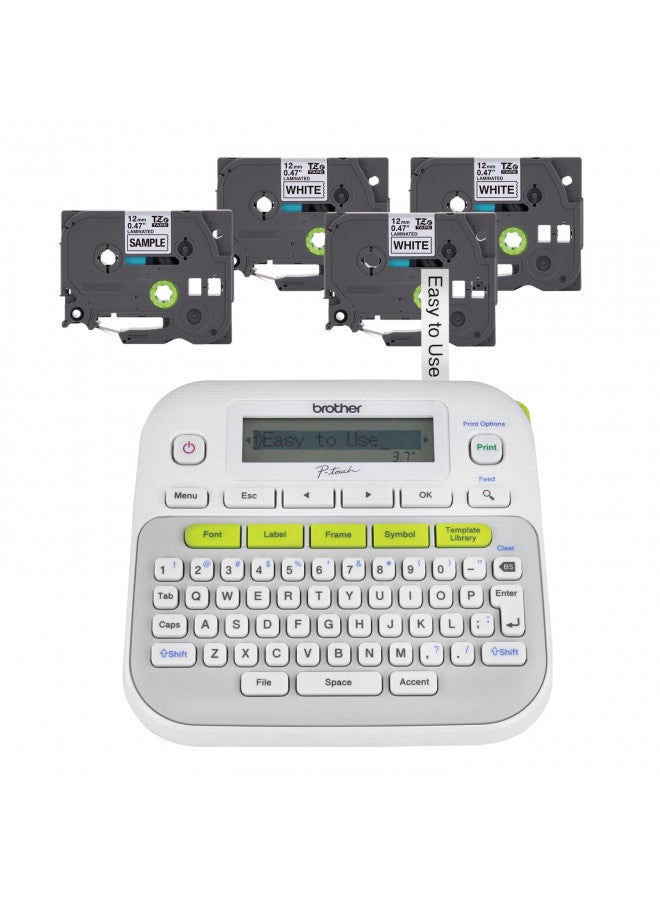 brother Brother P-Touch, PTD210, Easy-to-Use Label Maker Bundle (4 Label Tapes Included) - Image 2
