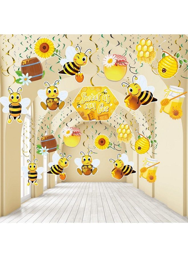 Outus 30 Pieces Bee Hanging Swirl Decorations Yellow Black Sweet As Can Honey Bee Birthday Party Foil Ceiling For Bee Birthday Party Gender Reveal Party Baby Shower Supplies - Image 1