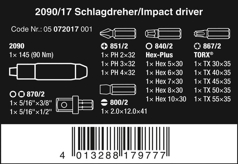 Wera 2090/17 Impact Driver Set - Image 2