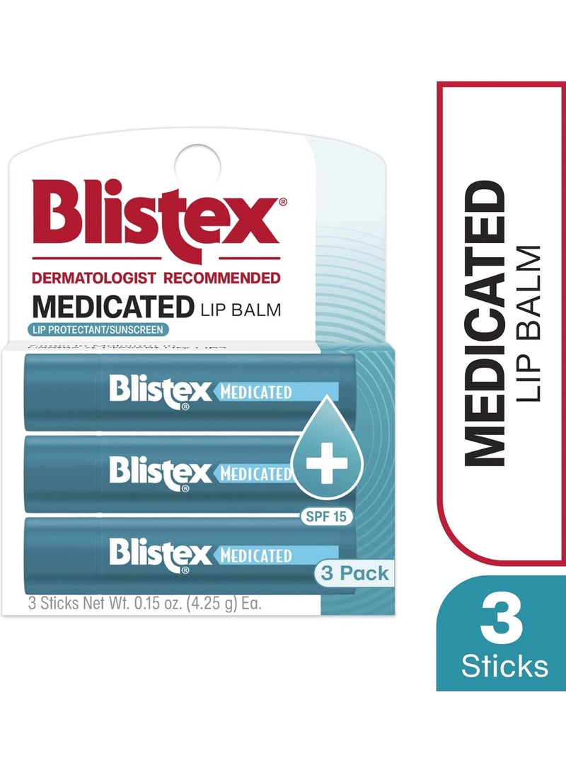 بليستكس مرطب شفاه طبي بعامل وقاية من أشعة الشمس بدرجة 15 من بليستيكس 3 قطع متعدد، 4.3 جم  عبوة من 3 قطع - Image 4