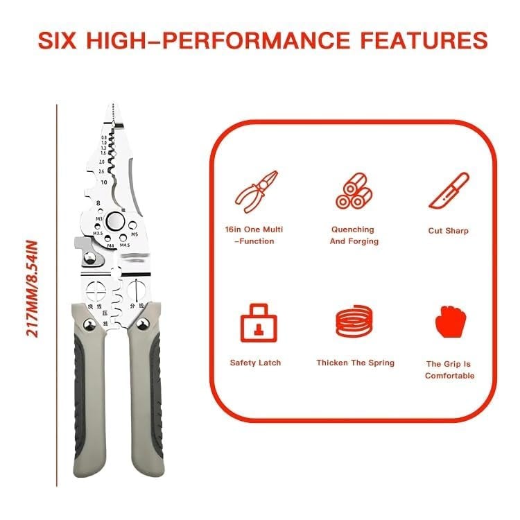 V R ENTERPRISE DEVU ENTERPRISE 9in1 Multifunctional Stainless Steel Wire Puller Plier Cable Looping Splitting Cutting Pliers MultiPurpose Electrical Stripping Tool Wire Stripper Crimping Tool  - Image 2