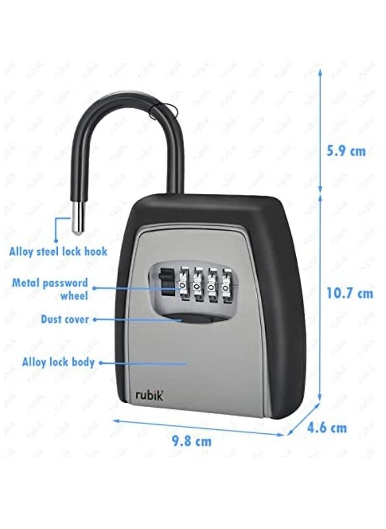 Rubik Padlock Key Lock Box for Keys Storage with Hang Shackle and Combination Lock, Full Metal Body, Outdoor/Indoor Use for Home Hotel Office Shop Warehouse Garage  - Image 5