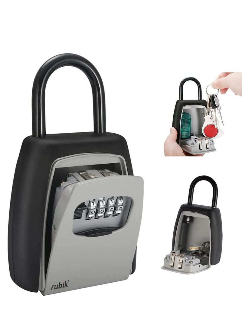 Rubik Padlock Key Lock Box for Keys Storage with Hang Shackle and Combination Lock, Full Metal Body, Outdoor/Indoor Use for Home Hotel Office Shop Warehouse Garage  - Image 1
