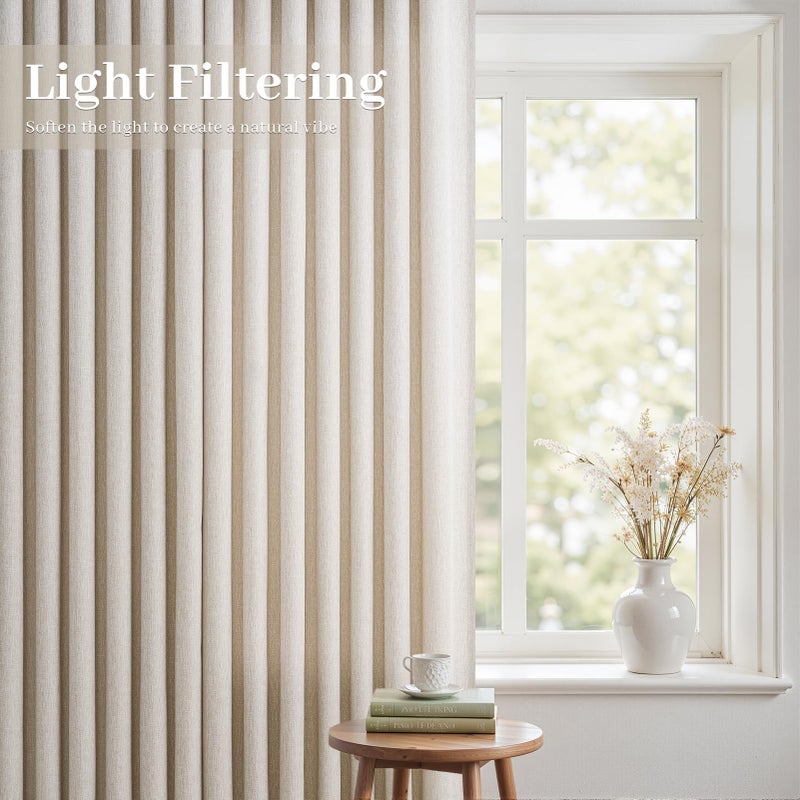 Drapenova Natural Pinch Pleated Curtains 84 Inch Length 2 Panels for Living Room Bedroom Linen Textured Semi Sheer Privacy Window Curtain Boho Neutral Back Tab Pinch Pleat Drape with Hooks Rings 84 Inches Long - Image 5