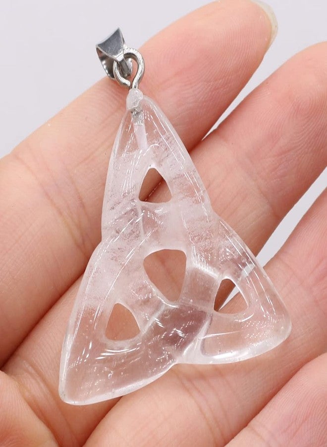 Zotoone 3pcs Natural Semi-precious Stone Three-ring Pendant Clear Quartz Agate Turquoise Various Irish Celtic Knot Stones Making DIY Necklace Jewelry Gift - Image 4