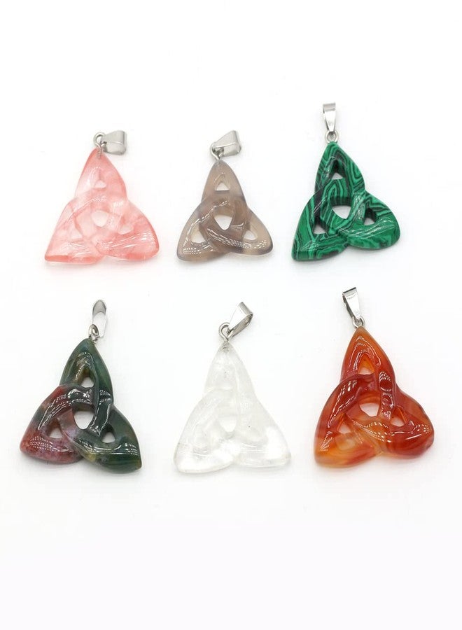 Zotoone 3pcs Natural Semi-precious Stone Three-ring Pendant Clear Quartz Agate Turquoise Various Irish Celtic Knot Stones Making DIY Necklace Jewelry Gift - Image 1