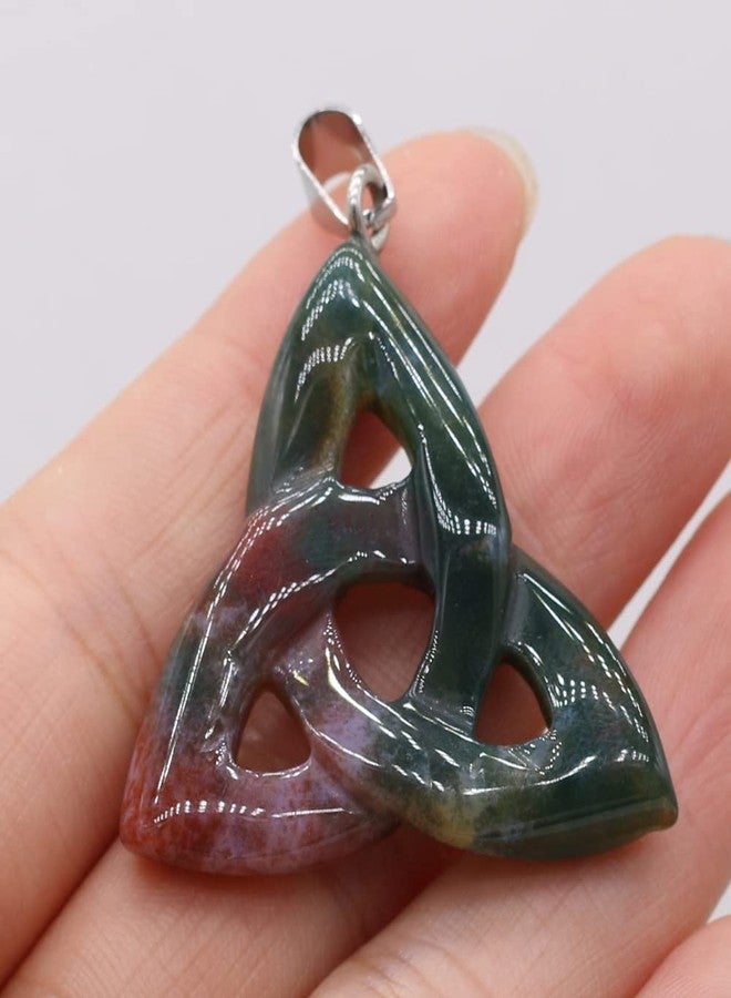 Zotoone 3pcs Natural Semi-precious Stone Three-ring Pendant Clear Quartz Agate Turquoise Various Irish Celtic Knot Stones Making DIY Necklace Jewelry Gift - Image 5