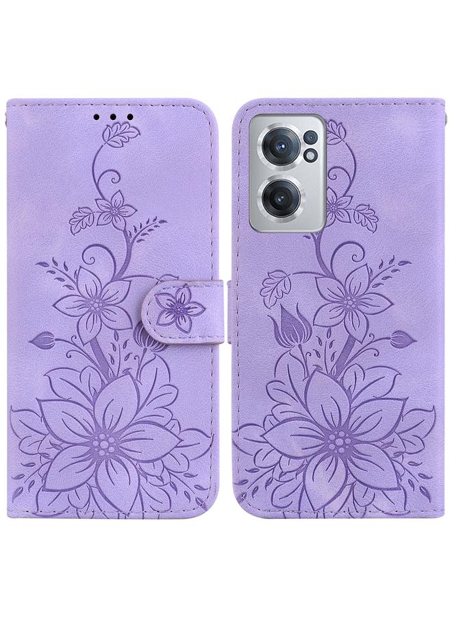 erorex Case For OnePlus Nord CE 2 5G Lily Embossed Leather Phone Case  - Image 1