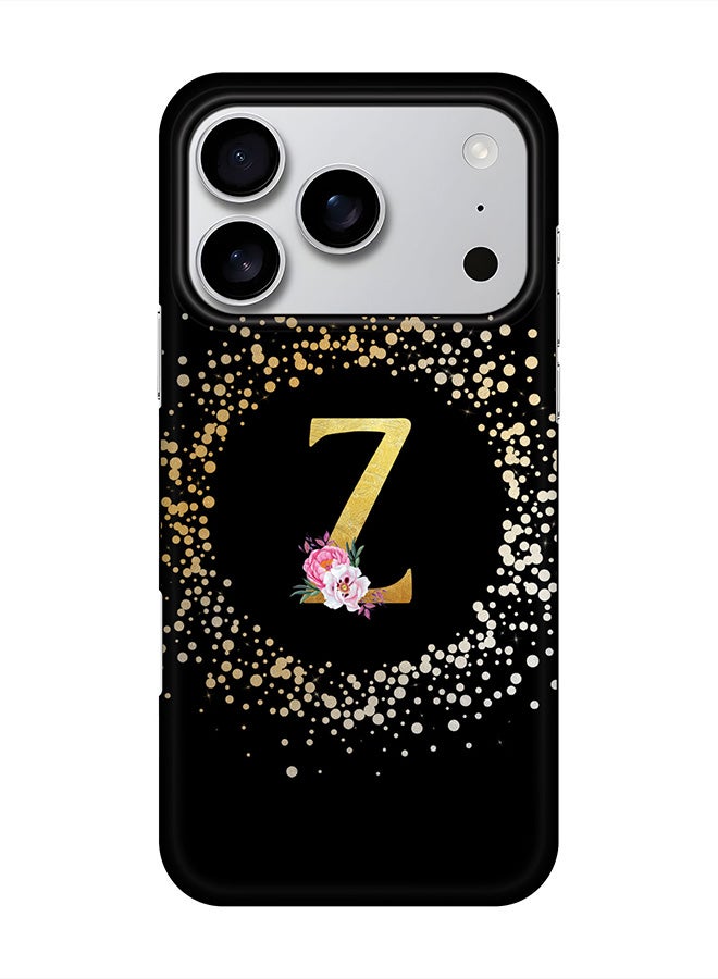 For iPhone 17 Pro,Case, [Compatible with MagSafe] Magnetic cover Slim fit Protection Matte, - Custom Monogram Floral - Z ( Black )