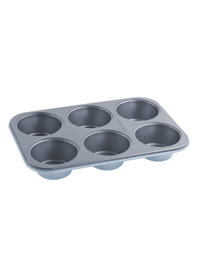 Baker's Secret صينية مافن باكرز سيكريت ذات اللونين 6 أكواب - صينية كعك غير لاصقة، فولاذ كربوني متين، مثالية للمافن، الكعك الصغير و الكيشات الصغيرة - Image 1