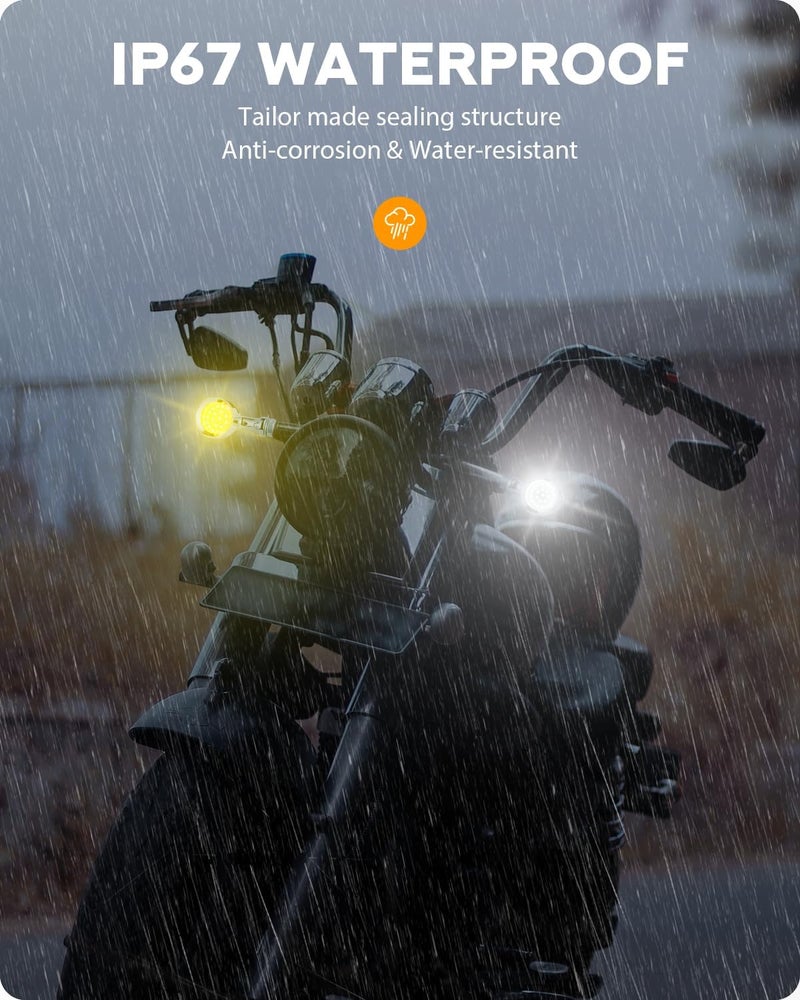 PBYMT Motorcycle Front turn Signals LED, 24 LED Motorcycle Bullet Blinkers Chrome Amber Lights Compatible with Harley Honda Kawasaki Suzuki Triumph Yamaha - Image 3