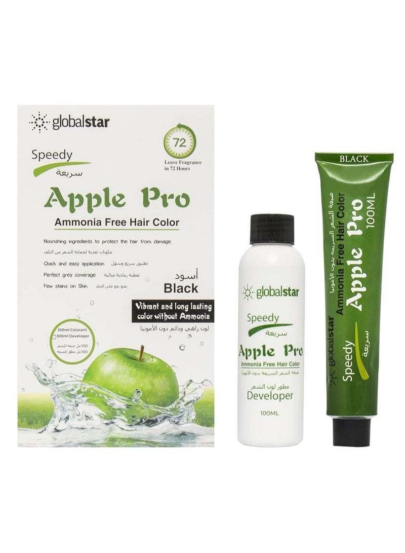 جلوبال ستار صبغة شعر جلوبل استار أسود لون زاهي ودائم دون اللأمونيا 100+100 مل