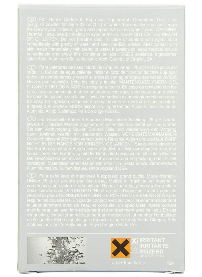 Urnex Dezcal Home Activated Descaler For Home Coffee & Espresso Equipt 2 boxes  each containing 4  1 oz Packets