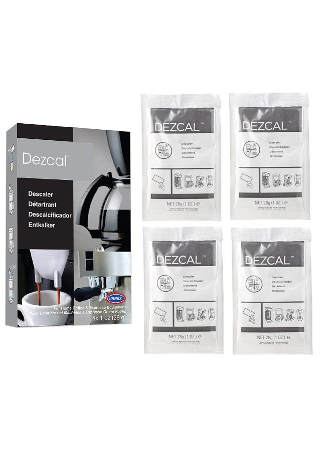 Urnex Dezcal Home Activated Descaler For Home Coffee & Espresso Equipt 2 boxes  each containing 4  1 oz Packets