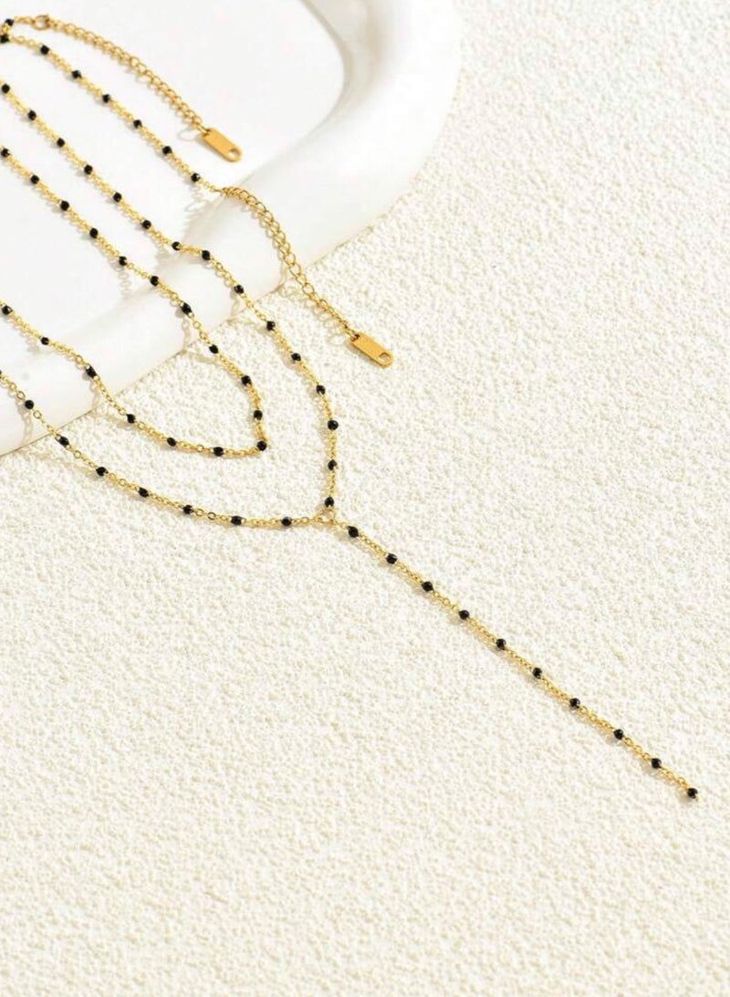 Casual collection Elegant & High Quality Stainless Steel Gold Plated Long Necklace For Women - Image 2