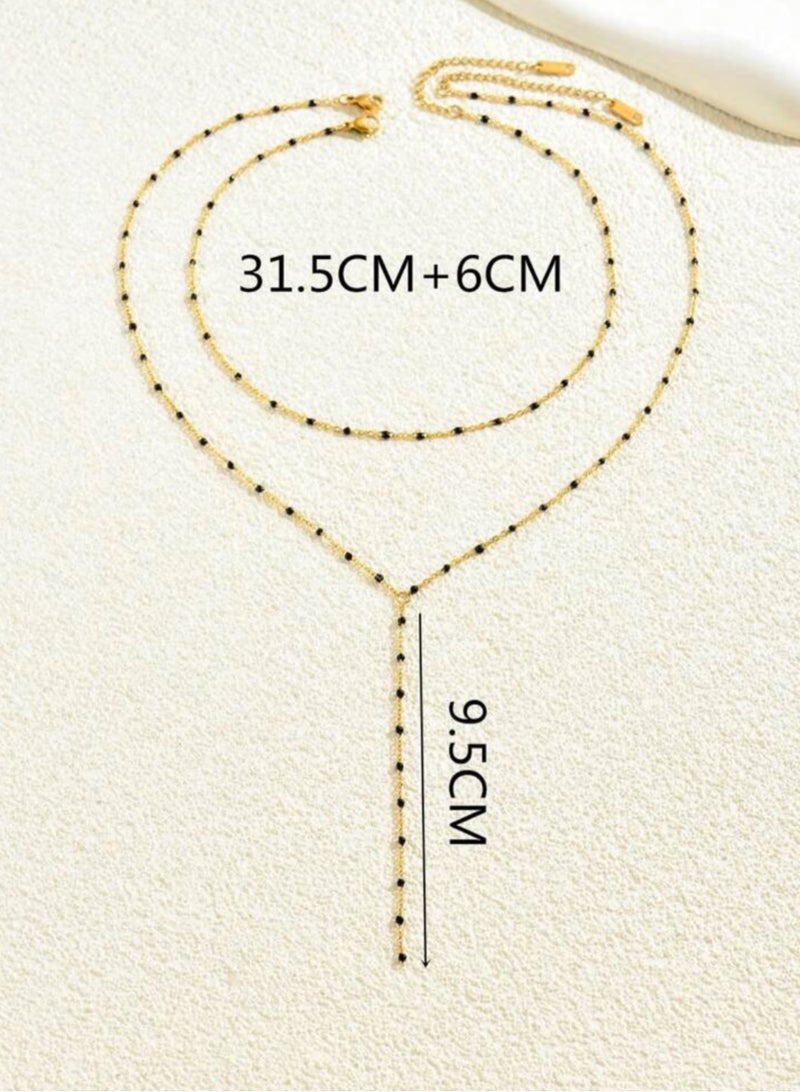 Casual collection Elegant & High Quality Stainless Steel Gold Plated Long Necklace For Women - Image 4