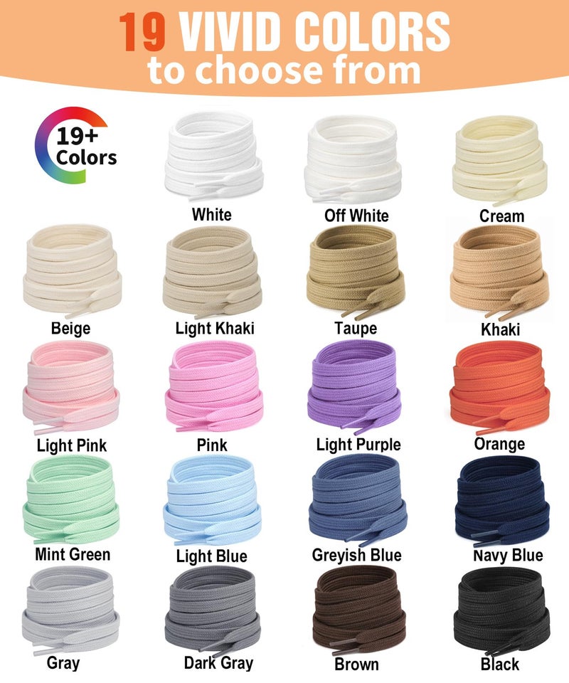Handshop Wide Flat Athletic Shoelaces 5/16"(2 Pair) - Shoe Laces for Sneakers and Casual Shoes Replacements Light Khaki 47 inch (120cm) - Image 5
