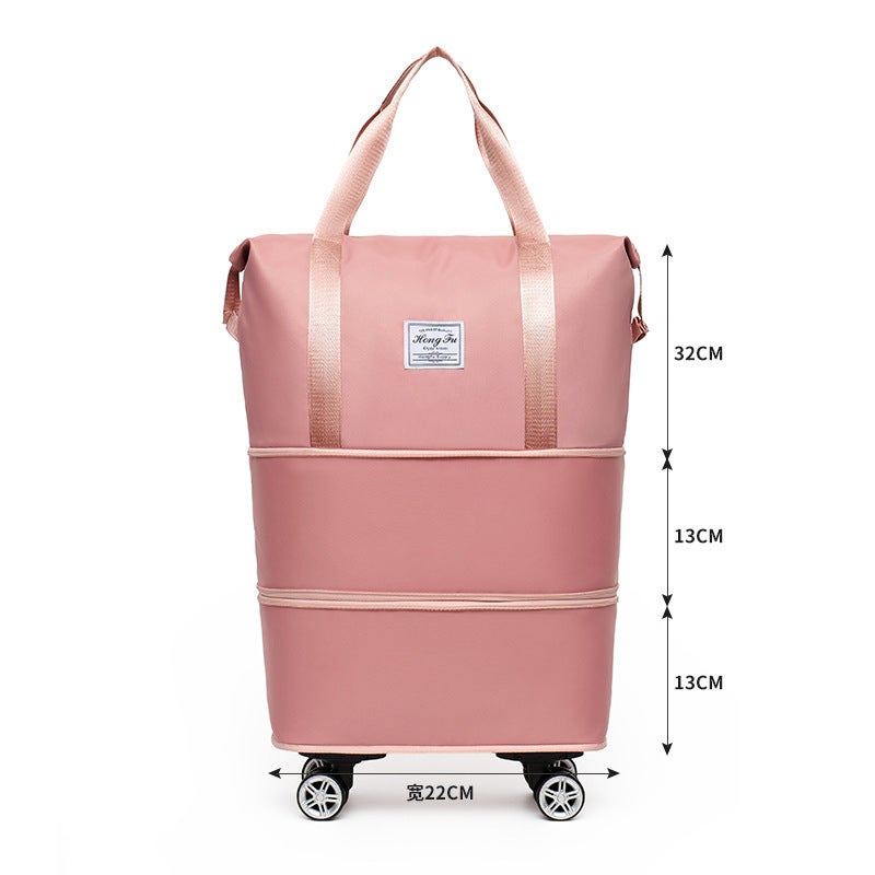 Travel Bag Large Capacity Universal Wheel Student Business Trip Maternity Storage Bag Waterproof Suitcase Pink with wheels