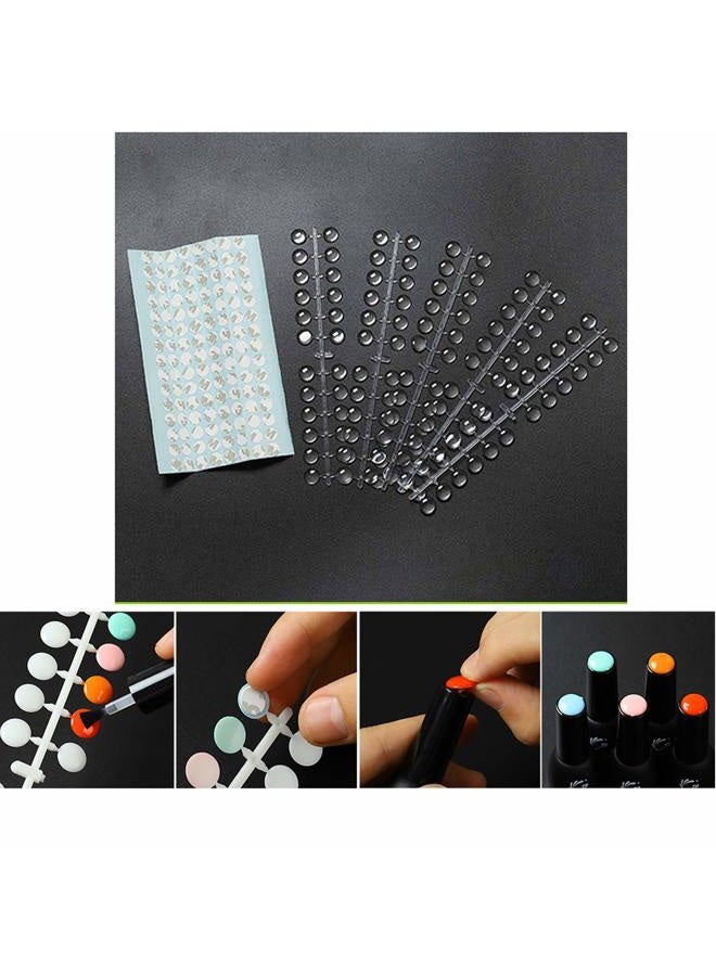 Benbeno 120 Pcs False Nail Display Tips Nail Art Display Chart Nail Art Color Display Tips Tool with Adhesive Sticker for Nail Polish Training Practicing (Transparent) - Image 4
