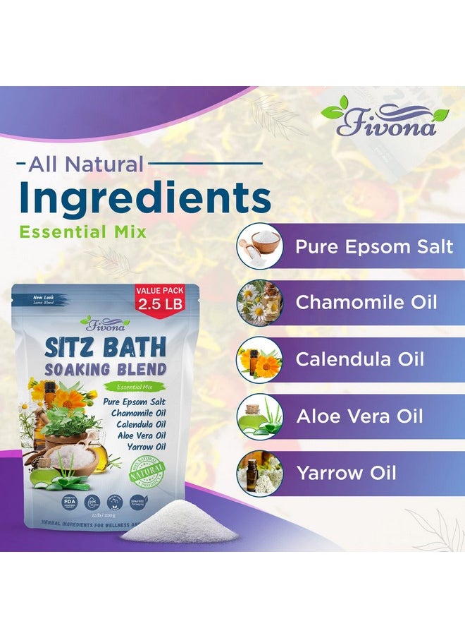 FIVONA - Hemorrhoid Treatment 40Oz Sitz Bath Salts Postpartum Soaking Blend Epsom Salt Soak With All Natural Oils For Self Care Bartholin Cyst Treatment Large Value Pack - Image 1