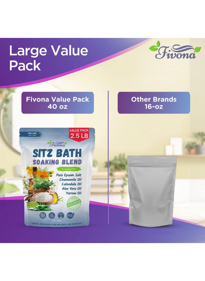 FIVONA - Hemorrhoid Treatment 40Oz Sitz Bath Salts Postpartum Soaking Blend Epsom Salt Soak With All Natural Oils For Self Care Bartholin Cyst Treatment Large Value Pack - Image 1