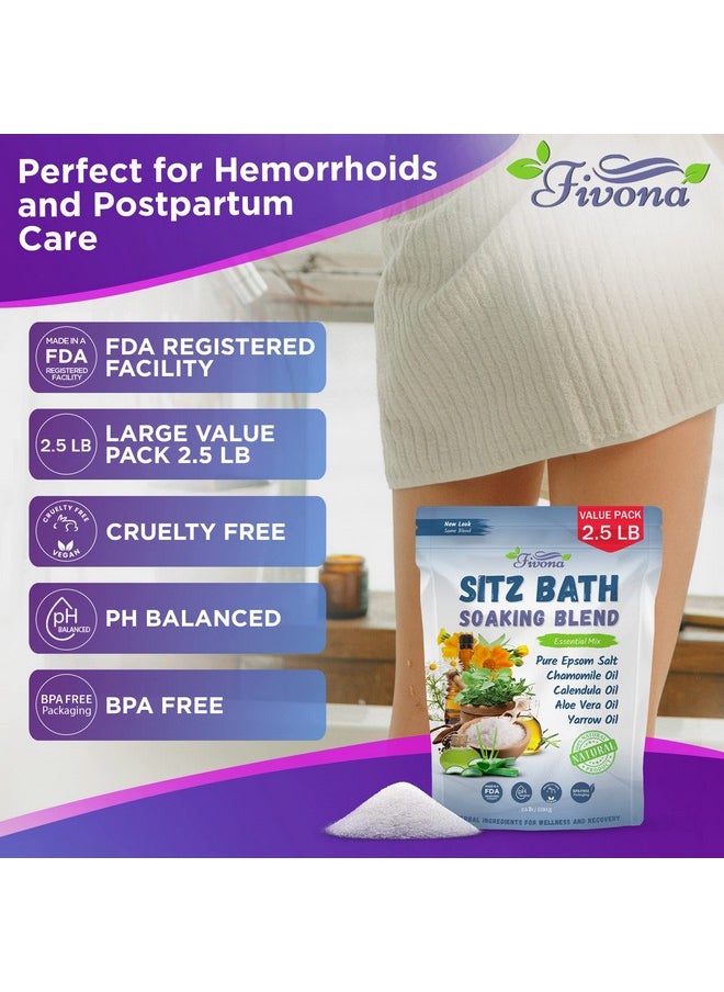 FIVONA - Hemorrhoid Treatment 40Oz Sitz Bath Salts Postpartum Soaking Blend Epsom Salt Soak With All Natural Oils For Self Care Bartholin Cyst Treatment Large Value Pack - Image 1