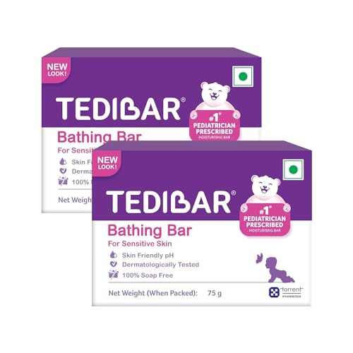 Tedibar Moisturising Baby Bathing Bar 75g(Pack of 2) with Skin Friendly PH|100% Soap Free|Dermatologically Tested and No. 1* Pediatrician Prescribed Moisturising Bar - By Torrent Pharma - Image 2