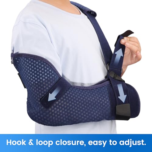 Velpeau حمالة ذراع للأطفال من فيلبو مع حزام الخصر، تصميم قابل للتهوية والتنفس، دعامة دعم الذراع للأطفال، الأولاد والبنات (نسخة شبكية، أزرق، يمين، 2XS: مقاس الصدر 19″-23.5″) - Image 4