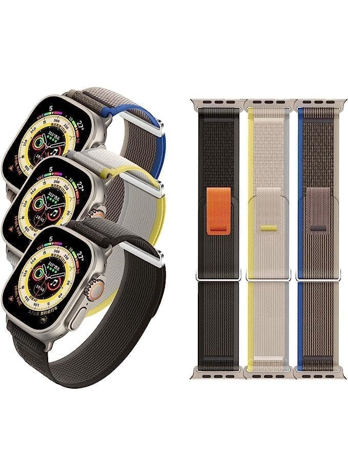 AirYoung 3 Pack Trail Loop Compatible With Apple Watch Straps 42mm 44mm 45mm 49mm for Women Men, Soft Nylon Sport Replacement Band for iWatch Ultra SE Series 8/7/6/5/4/3/2/1 - Image 1