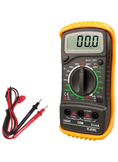 Digital Multimeter XL830L, LCD Display with Backlight, 600V AC/DC Voltage Tester, 10A Current