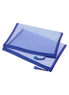 MECCANIXITY MECCANIXITY Mesh Zipper Bags, A5 Nylon Zip Pouch Pencil Case Storage Pockets for Travel Office Accessories, Blue Pack of 6  - Image 1
