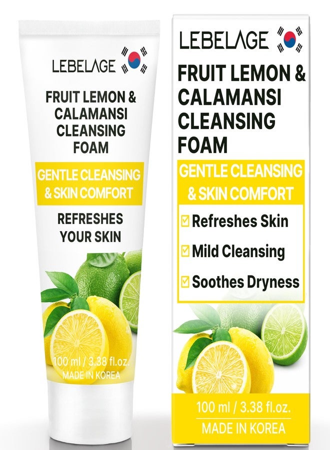 LEBELAGE Korean Lemon Facial Cleanser 3.38 oz | Cleansing Foam Face Wash | Low pH Gentle Hydrating Daily Facial Cleanser Sensitive Skin | Deep Cleansing Foaming Cleanser, Pore Care-All Skin Types - Image 1