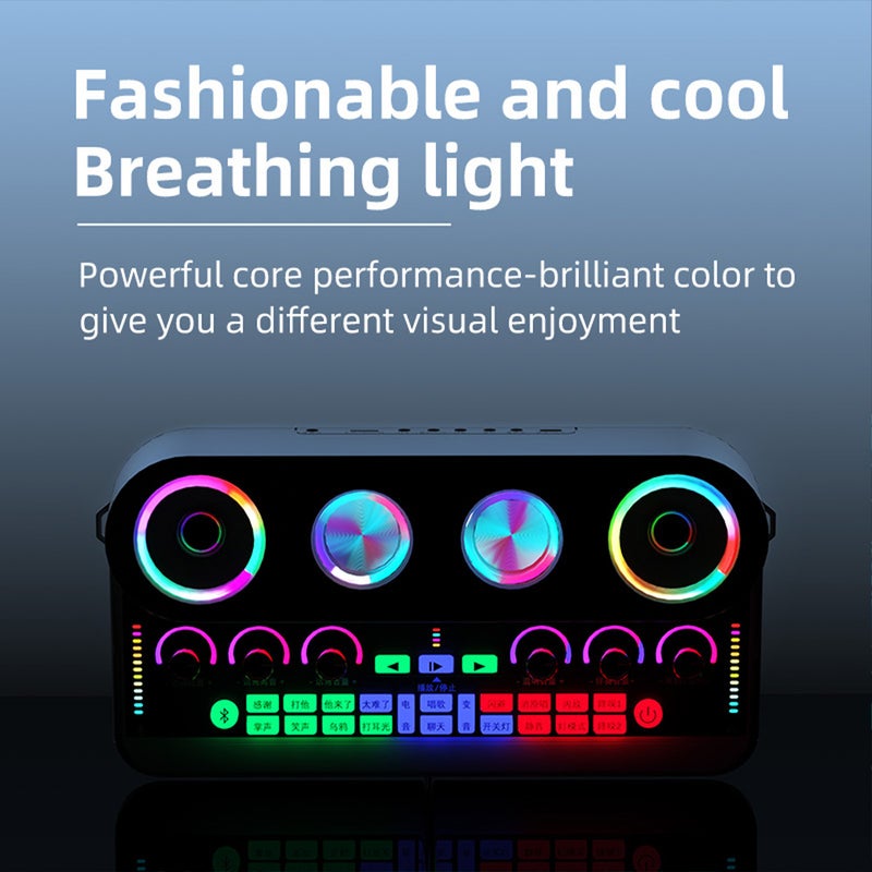Sound Card & Audio Podcast Equipment Portable Karaoke Machine Multifunctional Rechargeable BT Sound Card Electric Sound Broadcast Equipment with DSP Noise Reduction Colorful Light Effect for Live - Image 2