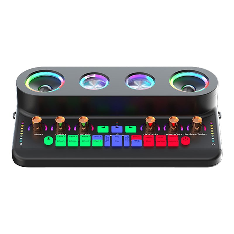Sound Card & Audio Podcast Equipment Portable Karaoke Machine Multifunctional Rechargeable BT Sound Card Electric Sound Broadcast Equipment with DSP Noise Reduction Colorful Light Effect for Live - Image 1