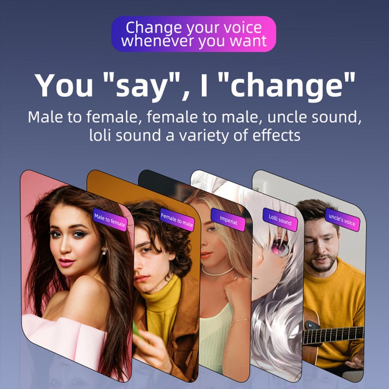 Sound Card & Audio Podcast Equipment Portable Karaoke Machine Multifunctional Rechargeable BT Sound Card Electric Sound Broadcast Equipment with DSP Noise Reduction Colorful Light Effect for Live - Image 5