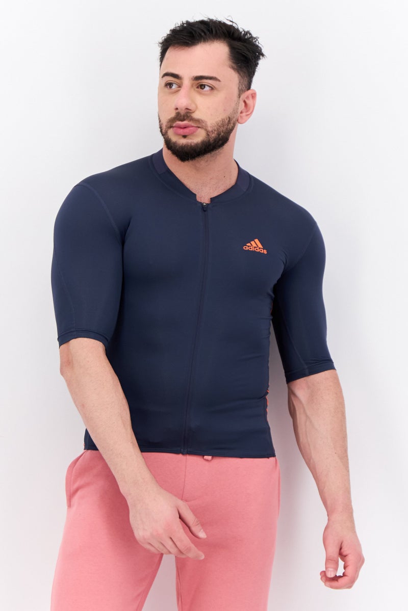 Adidas Men Sportswear Fit Short Sleeve Outdoor Jersey, Navy  - Image 1